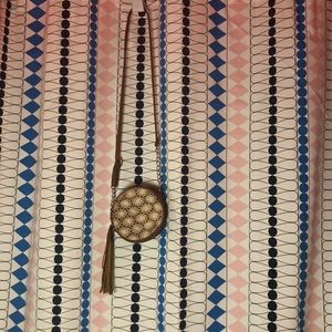 Justice white lace brown circle side bag